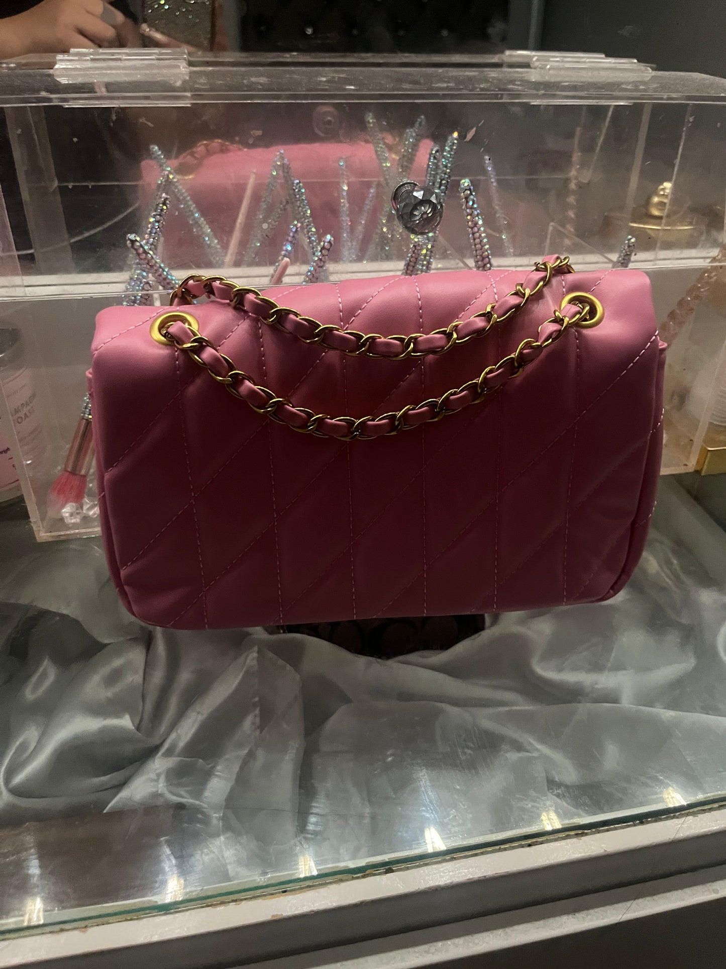 pink coach off the shoulder bag